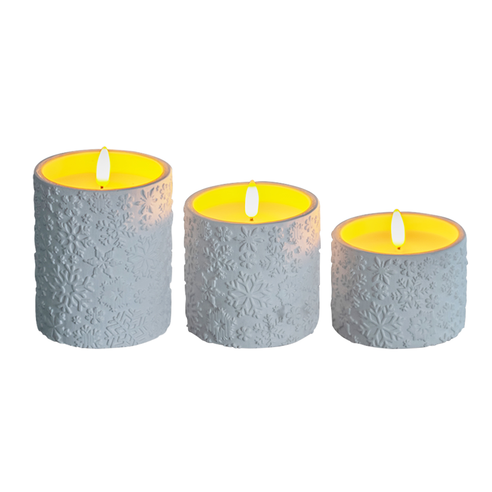 LED 3D Hjemmeinnredning Batteridrevet FLAIME Electronic Cement Candle