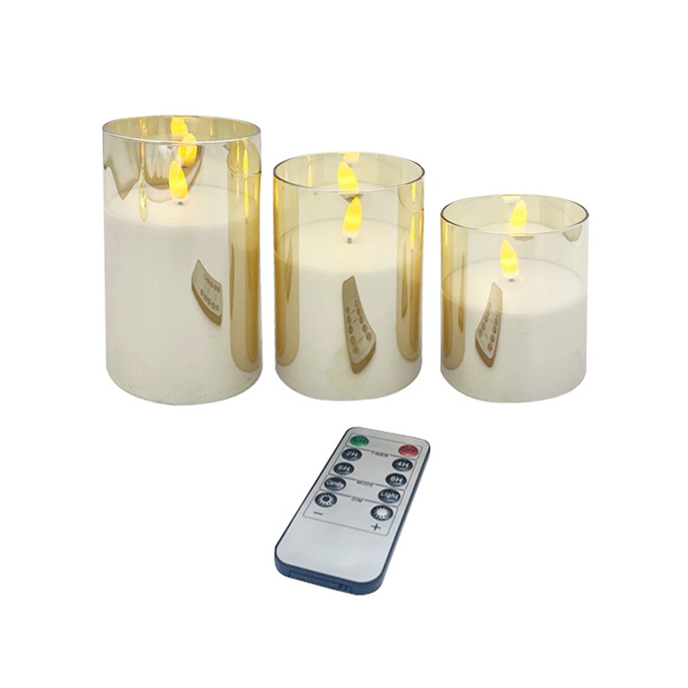 Gyldent glass flimrende flammeledet LED -søylelys